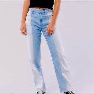 HOLLISTER color blocked ultra high-rise Dad jean